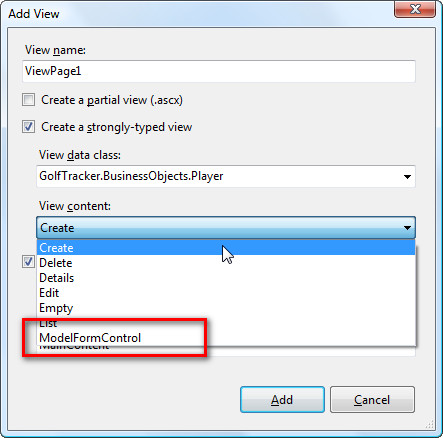 code templates view dialog with modelform control