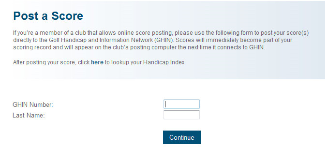 enter handicap number to post a score