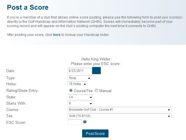 enter the adjusted score